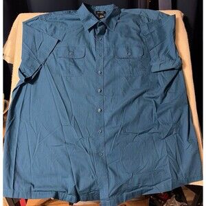 Harbor Bay by DXL Teal Blue Short Sleeve Casual Button Down Shirt - Mens 3XL
